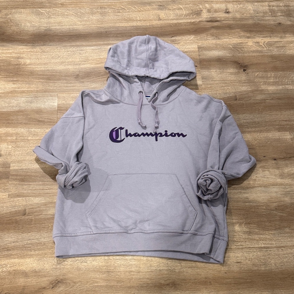 Champion Light Purple Hoodie with Purple Logo